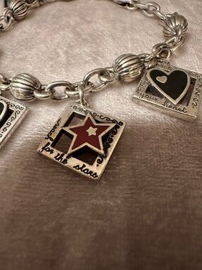 Brighton Hollywood Dream Charm Bracelet with Black Heart & Red Star Accents